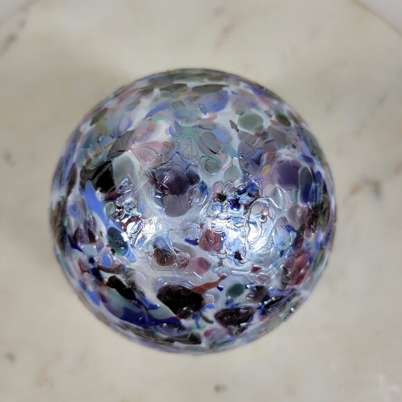 VTG Metallic Enamel Handblown Art Glass Ornament Friendship Ball Holiday Decor - Picture 9 of 13